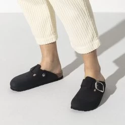 Birkenstock Boston Big Buckle Nubuck Leather Black 14 Birkenstock Boston Big Buckle Nubuck Leather Black -Sandal Style Shop 1016995 f closeup f