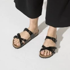 Birkenstock Franca Birko-Flor Patent Patent Black -Sandal Style Shop 1020177 f closeup f