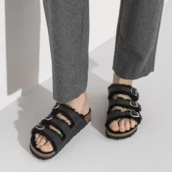 Birkenstock Florida Fresh Shearling Oiled Leather -Sandal Style Shop 1020319 f closeup f