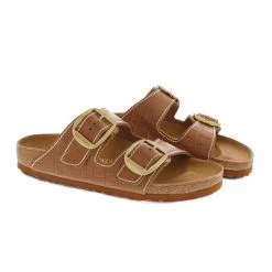 Birkenstock Arizona Big Buckle Embossed Natural Leather Cognac -Sandal Style Shop 1023766 6