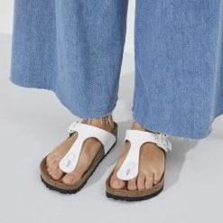 Birkenstock Gizeh Natural Leather Patent -Sandal Style Shop 1023897 f closeup f