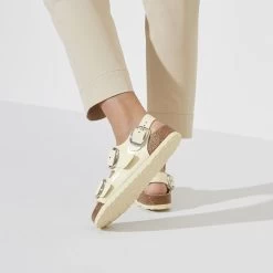 Birkenstock Milano Big Buckle Natural Leather Patent -Sandal Style Shop 1024207 f closeup f