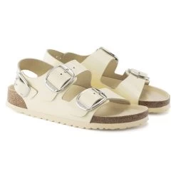 Birkenstock Milano Big Buckle Natural Leather Patent -Sandal Style Shop 1024207 pair