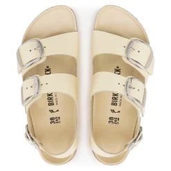 Birkenstock Milano Big Buckle Natural Leather Patent -Sandal Style Shop 1024207 top