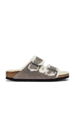 Birkenstock Arizona Shearling Sandal Stone Coin Natural