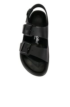 Birkenstock Milano Exquisite Chunky Sandal Black Leather -Sandal Style Shop BIRR WZ135 V4