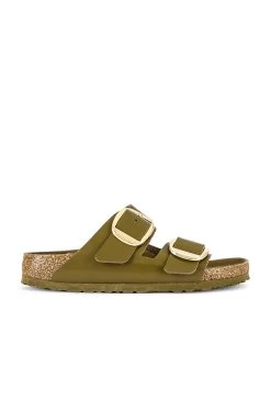 Birkenstock Arizona Big Buckle Sandal High Shine Mud Green Leather