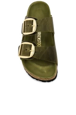 Birkenstock Arizona Big Buckle Sandal Green Olive Oiled Leather -Sandal Style Shop BIRR WZ142 V4