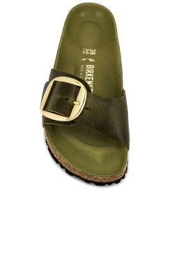 Birkenstock Madrid Big Buckle Sandal Green Olive Oiled Leather -Sandal Style Shop BIRR WZ145 V4