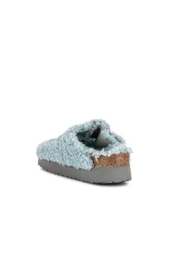 Birkenstock Arizona Big Buckle Platform Teddy Sandal Faded Aqua -Sandal Style Shop BIRR WZ156 V3