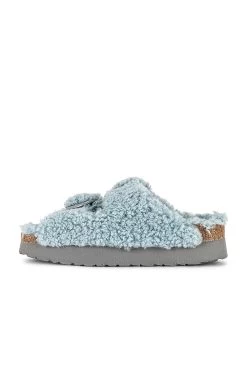 Birkenstock Arizona Big Buckle Platform Teddy Sandal Faded Aqua -Sandal Style Shop BIRR WZ156 V5