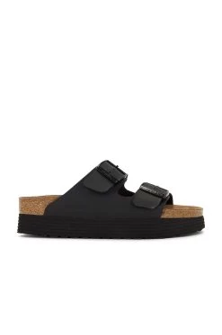 Birkenstock Arizona Faux Leather Platform Sandal Black